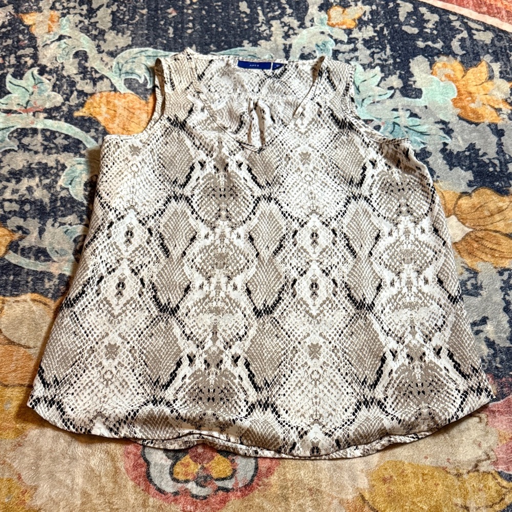 Apt. 9 Sleeveless Snake Print Blouse - Black and Cream